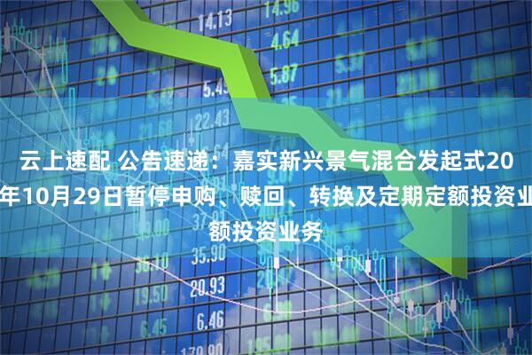 云上速配 公告速递：嘉实新兴景气混合发起式2025年10月29日暂停申购、赎回、转换及定期定额投资业务
